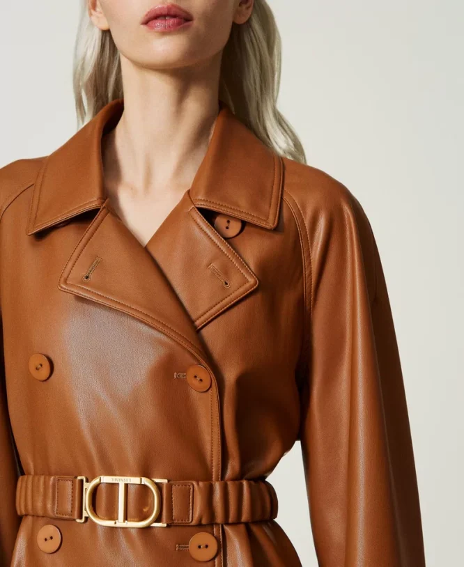 TRENCH COAT WITH ELASTIC BELT TWINSET CLOTHES 8