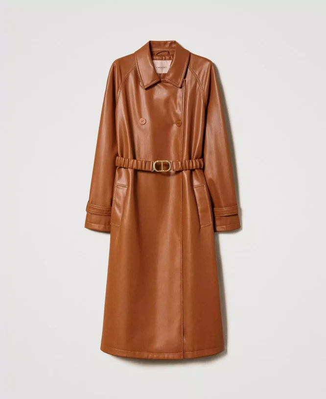 TRENCH COAT WITH ELASTIC BELT TWINSET CLOTHES 4