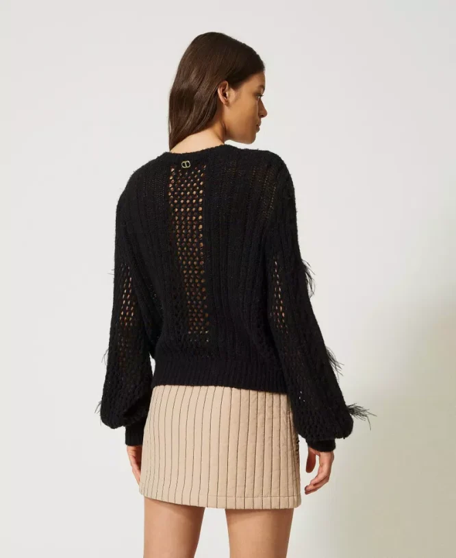 KNIT T-SHIRT WITH FEATHERS TWINSET BLOUSES 6