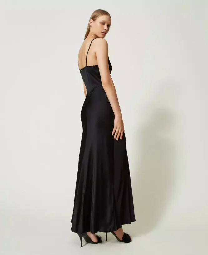 SATIN DRESS WITH EMBROIDERY TWINSET CLOTHES 6