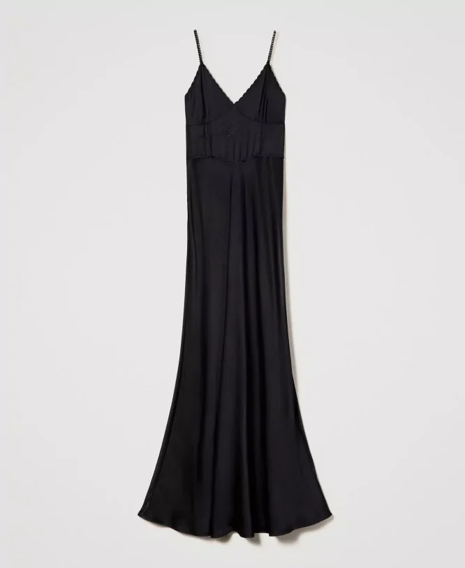SATIN DRESS WITH EMBROIDERY TWINSET CLOTHES 4