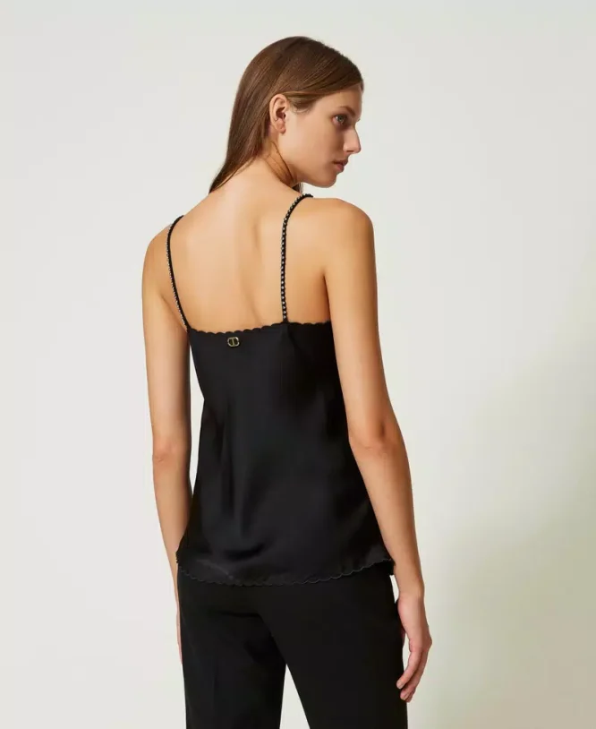 SATIN TOP WITH EMBROIDERY TWINSET BLOUSES 6