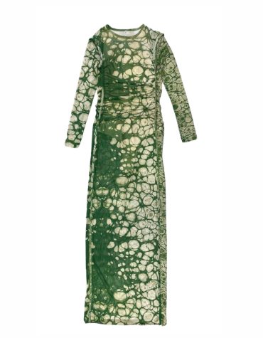 PRINTED LONG TRANSPARENT DRESS MILKWHITE CLOTHES