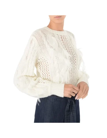 KNIT T-SHIRT WITH FEATHERS TWINSET BLOUSES