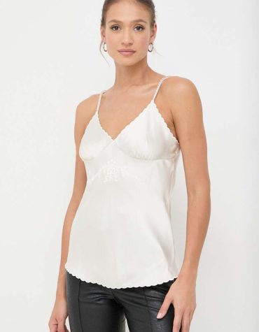 SATIN TOP WITH EMBROIDERY TWINSET BLOUSES