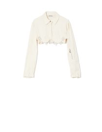CROPPED SHIRT WITH CRYSTALS LOGO MILKWHITE BLOUSES 4