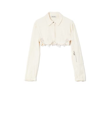 CROPPED ΠΟΥΚΑΜΙΣΟ ΜΕ ΚΡΥΣΤΑΛΛΑ LOGO MILKWHITE ΜΠΛΟΥΖΕΣ