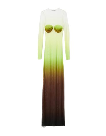 LONG DRESS PRINTED RAINBOW MESH MILKWHITE CLOTHES