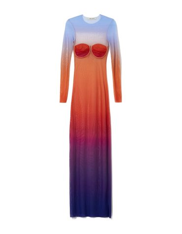 LONG DRESS PRINTED RAINBOW MESH MILKWHITE CLOTHES