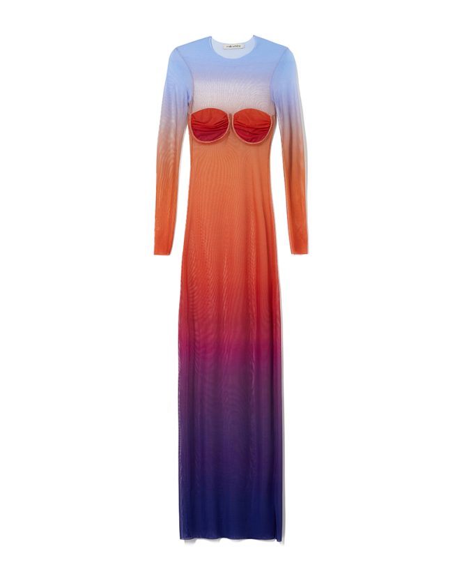 LONG DRESS PRINTED RAINBOW MESH MILKWHITE CLOTHES 3