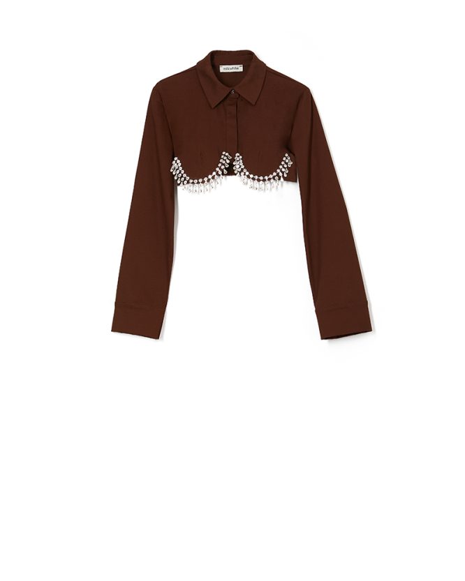 CLASSIC CROPPED TOP ΜΕ ΚΡΥΣΤΑΛΛΑ MILKWHITE ΜΠΛΟΥΖΕΣ 3