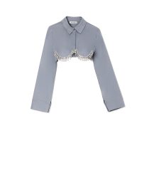 CLASSIC CROPPED TOP WITH CRYSTALS MILKWHITE BLOUSES 4