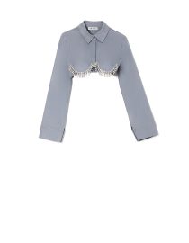CLASSIC CROPPED TOP ΜΕ ΚΡΥΣΤΑΛΛΑ MILKWHITE ΜΠΛΟΥΖΕΣ