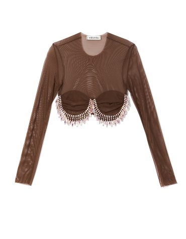 CROPPED CRYSTAL TOP MILKWHITE ΜΠΛΟΥΖΕΣ