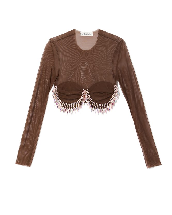 CROPPED CRYSTAL TOP MILKWHITE ΜΠΛΟΥΖΕΣ 3