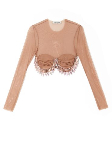 CROPPED CRYSTAL TOP MILKWHITE ΜΠΛΟΥΖΕΣ