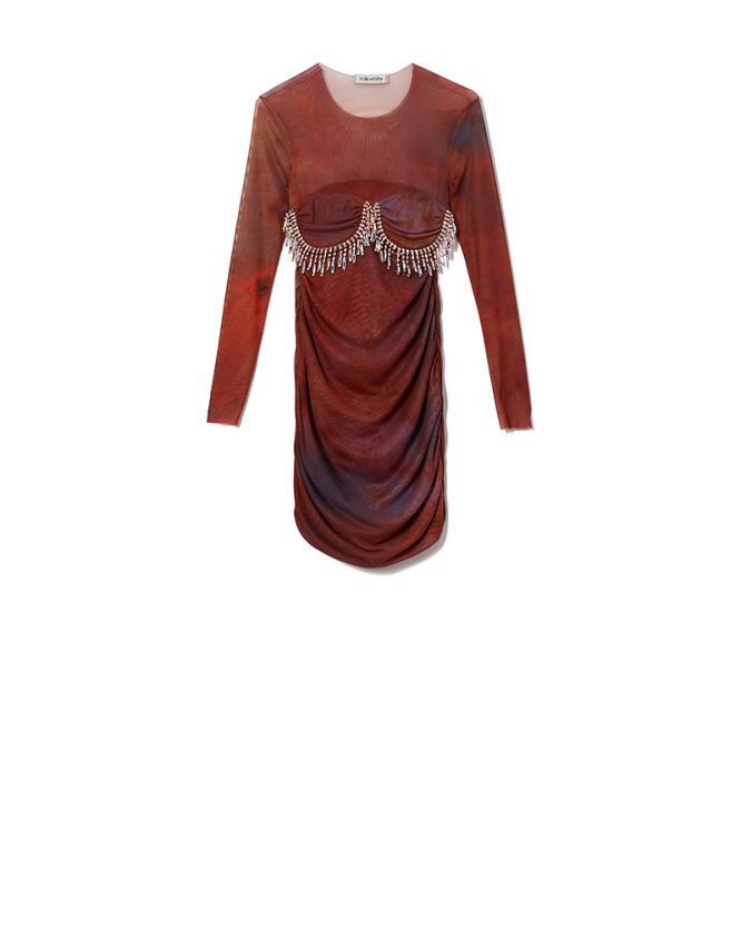 MINI PRINTED LONG SLEEVES ΦΟΡΕΜΑ ΜΕ ΚΡΥΣΤΑΛΛΑ MILKWHITE ΝΕΕΣ ΑΦΙΞΕΙΣ 3