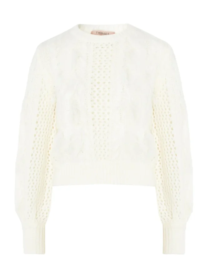 KNIT T-SHIRT WITH FEATHERS TWINSET BLOUSES 6