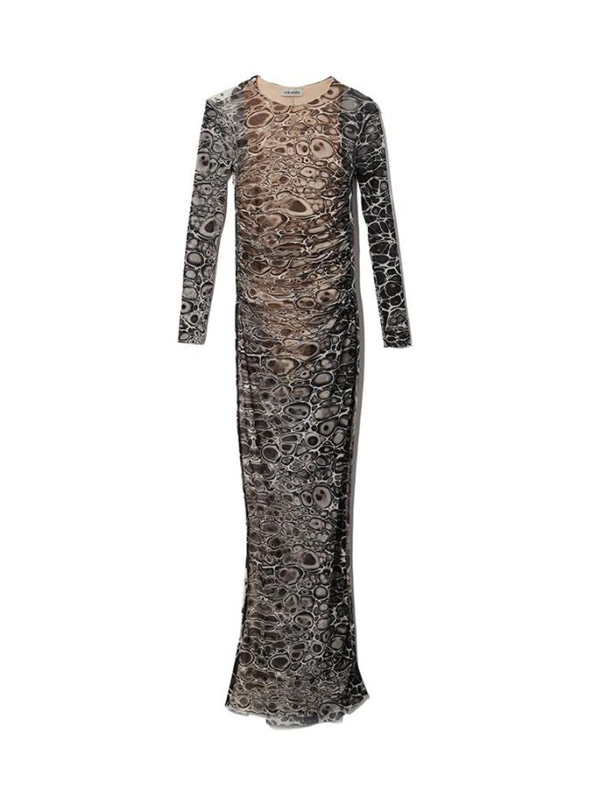 PRINTED LONG TRANSPARENT DRESS MILKWHITE CLOTHES 3