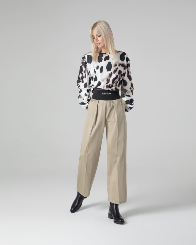 TONIA TROUSERS WITH ELASTIC WAIST (BEIGE) MAMOUSH CLOTHES 4