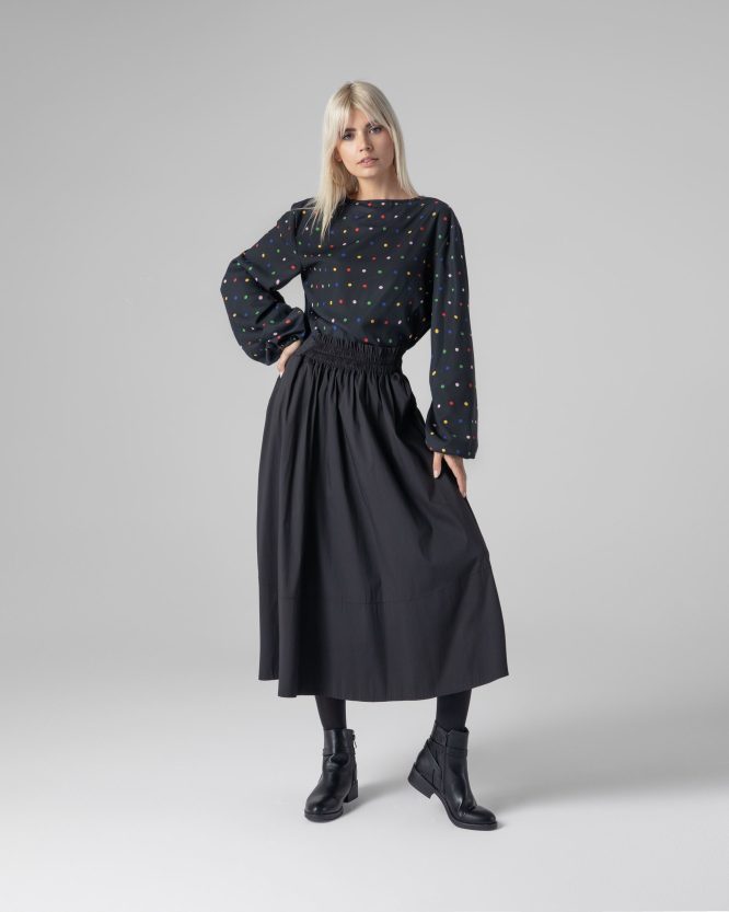 EMILIA SKIRT WITH ELASTIC BELT (BLACK) MAMOUSH CLOTHES 3