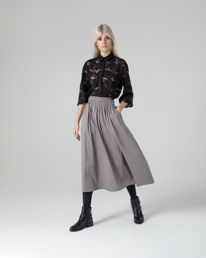 EMILIA SKIRT WITH ELASTIC BELT (GREY) MAMOUSH CLOTHES 3