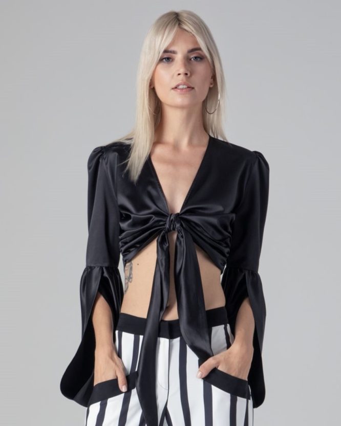 ROZE ΤΟΠ ΣΑΤΙΝΕ (ΜΑΥΡΟ) MAMOUSH new arrivals 4