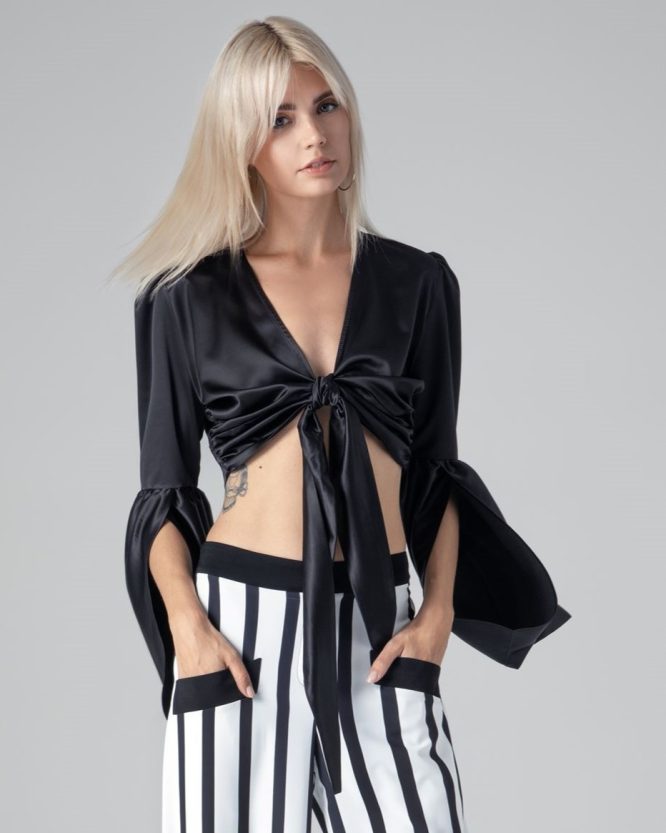 ROZE ΤΟΠ ΣΑΤΙΝΕ (ΜΑΥΡΟ) MAMOUSH new arrivals 5