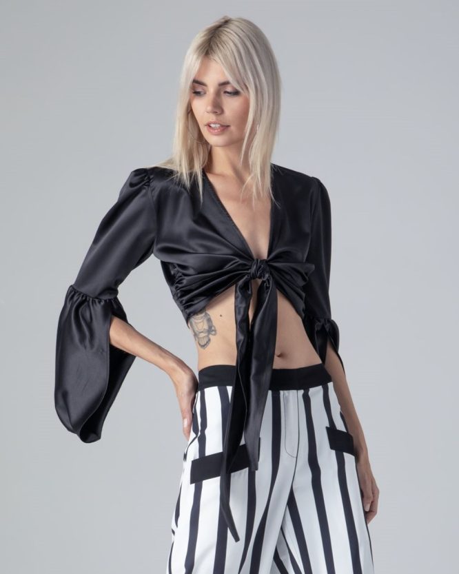 ROZE ΤΟΠ ΣΑΤΙΝΕ (ΜΑΥΡΟ) MAMOUSH new arrivals 3