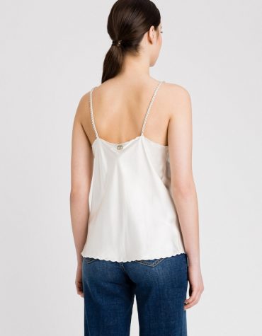 SATIN TOP WITH EMBROIDERY TWINSET BLOUSES 2