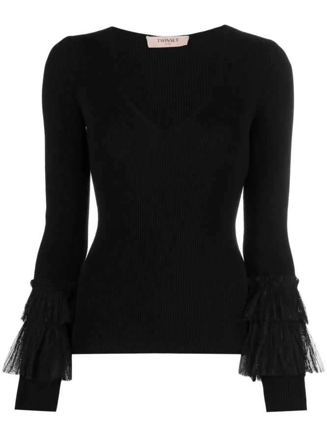 KNIT BLOUSE WITH TULLE TWINSET BLOUSES 4
