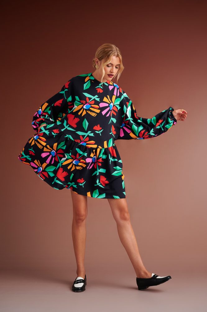 DARA ΜΙΝΙ SWEATSHIRT OVERSIZE DRESS (BLACK) KARAVAN CLOTHES 4