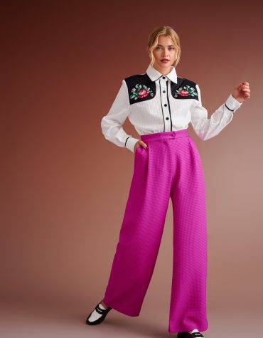 PERRY PIED DE POULE PLEATED PANTS (MAGENDA) KARAVAN CLOTHES 2