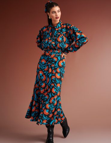 SYLVIA WESTERN BLOUSE/DRESS (ΜΑΥΡΟ/ΠΕΤΡΟΛ/ΚΑΦΕ) KARAVAN CLOTHES 2