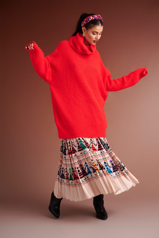 PENNY KNIT BLOUSE TURTLENECK (CORAL RED) KARAVAN BLOUSES 3