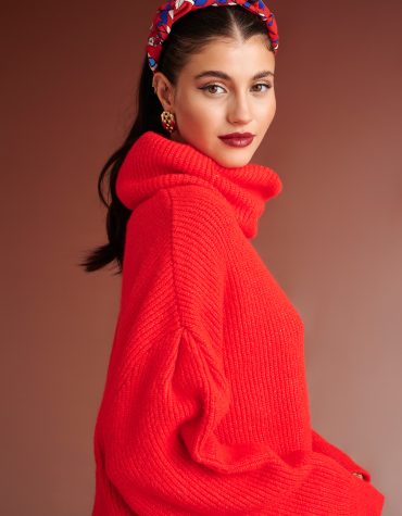 PENNY KNIT BLOUSE TURTLENECK (CORAL RED) KARAVAN BLOUSES 2