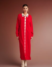 JOHANNE NOTTED DRESS POLO (RED/IVORY) KARAVAN CARDIGANS 11