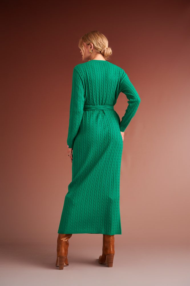 CHRISTIN KNITTED DRESS WITH DIAGONAL BUTTONS (GREEN) KARAVAN CLOTHES 5