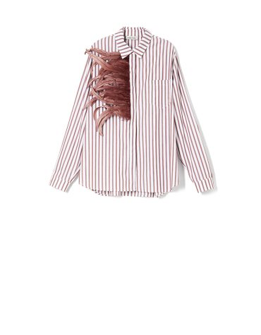 OVERSIZED STRIPED SHIRT WITH FEATHERS MILKWHITE CLOTHES