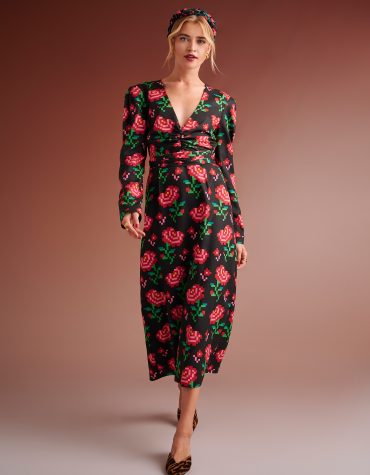 VICTORIA FITTED DRESS WITH COWL NECK KARAVAN CLOTHES