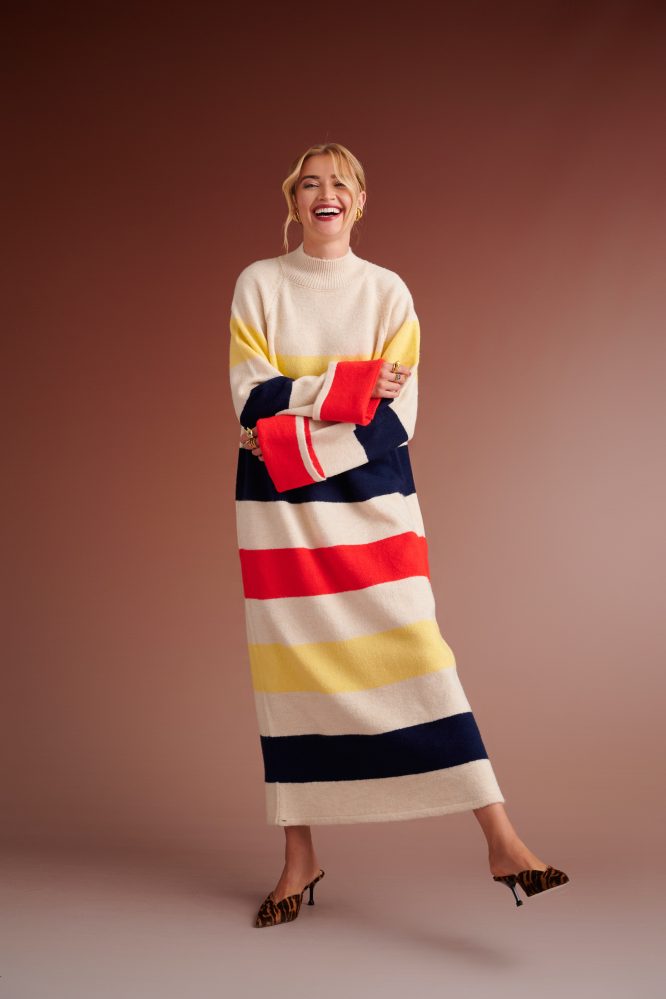 HENRIETTA OVERSIZED KNITTED STRIPED DRESS (IVORY/MULTIED) KARAVAN CLOTHES 6