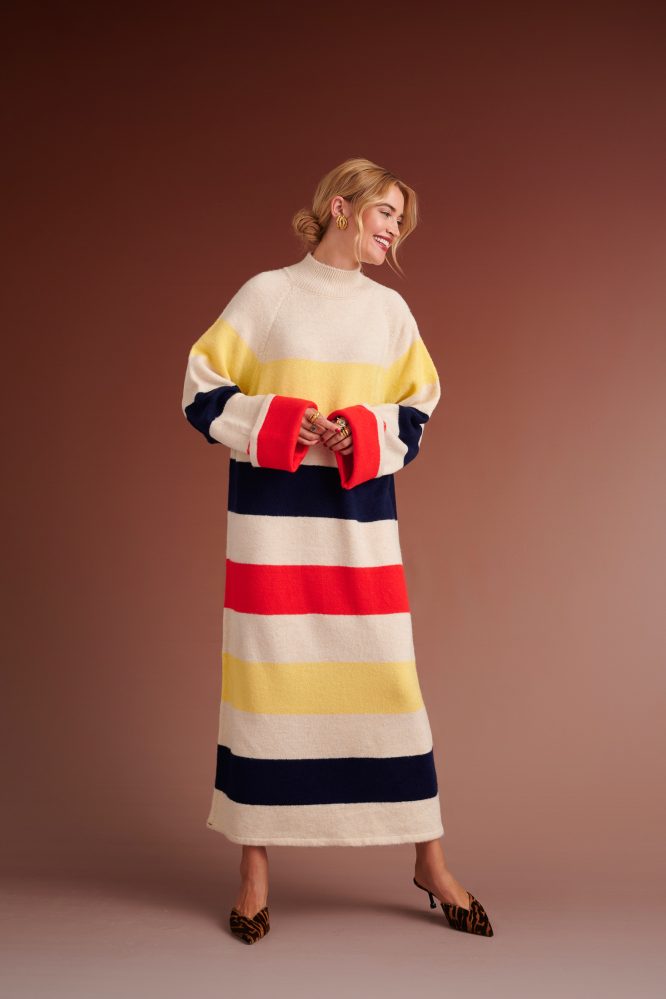HENRIETTA OVERSIZED KNITTED STRIPED DRESS (IVORY/MULTIED) KARAVAN CLOTHES 7