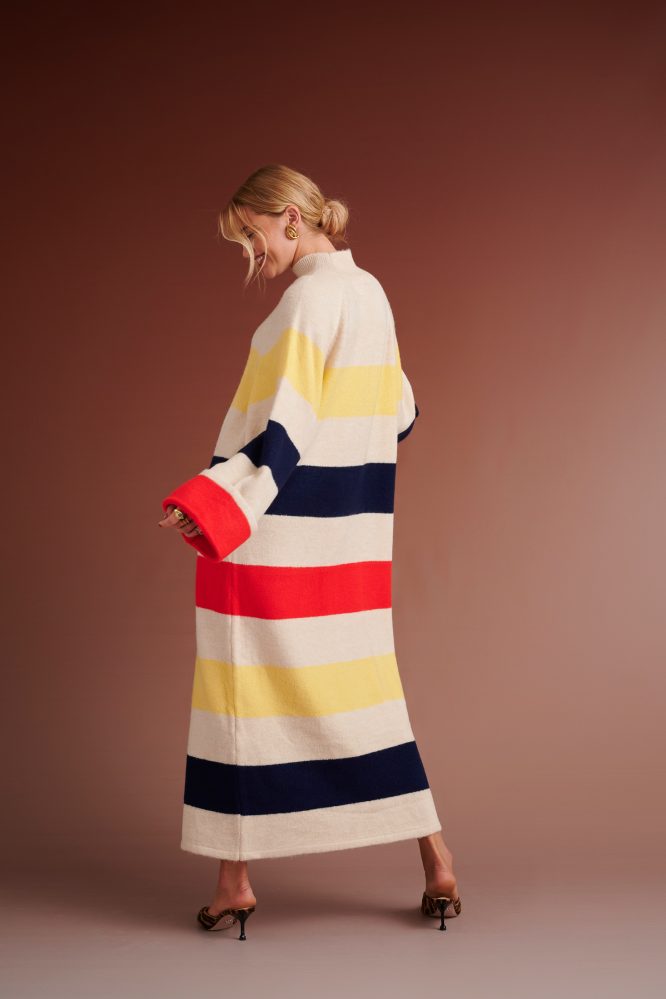 HENRIETTA OVERSIZED KNITTED STRIPED DRESS (IVORY/MULTIED) KARAVAN CLOTHES 8