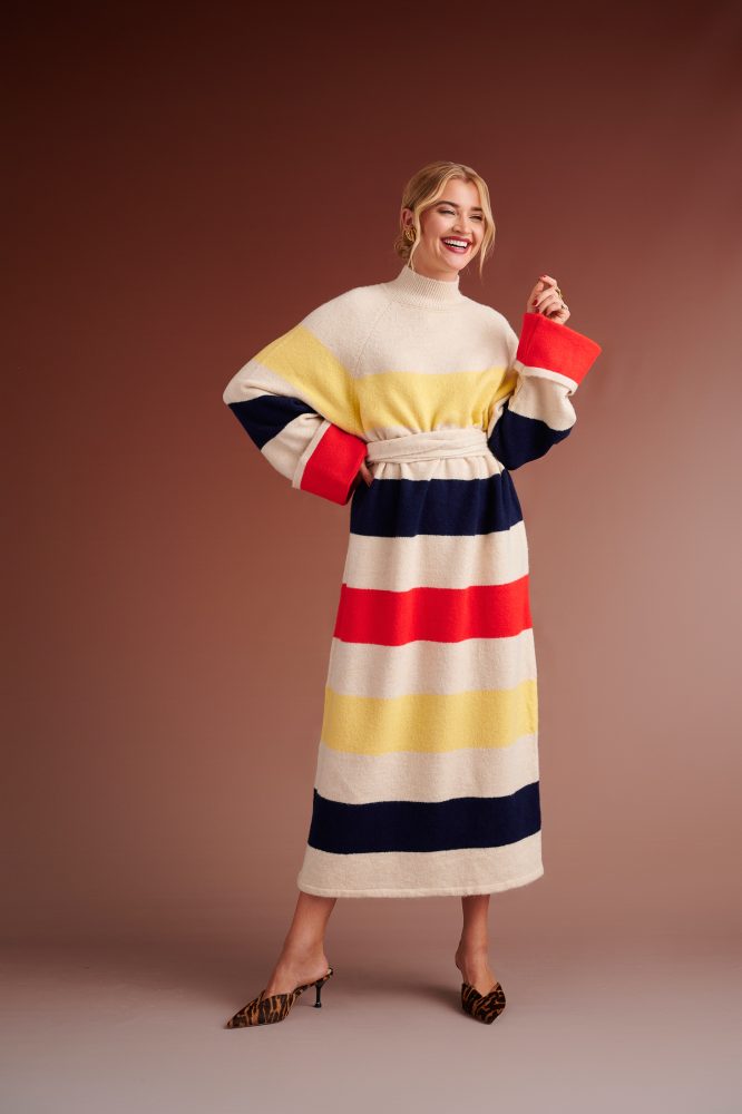 HENRIETTA OVERSIZED KNITTED STRIPED DRESS (IVORY/MULTIED) KARAVAN CLOTHES 3