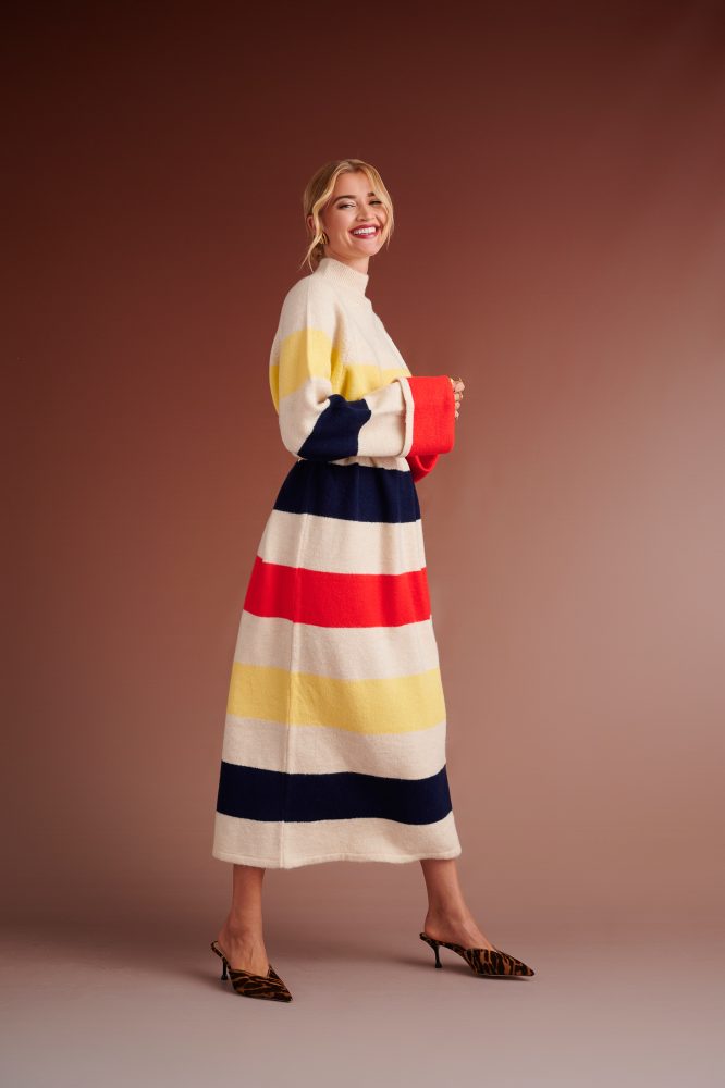 HENRIETTA OVERSIZED KNITTED STRIPED DRESS (IVORY/MULTIED) KARAVAN CLOTHES 12