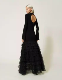 KNIT BLOUSE WITH TULLE TWINSET BLOUSES