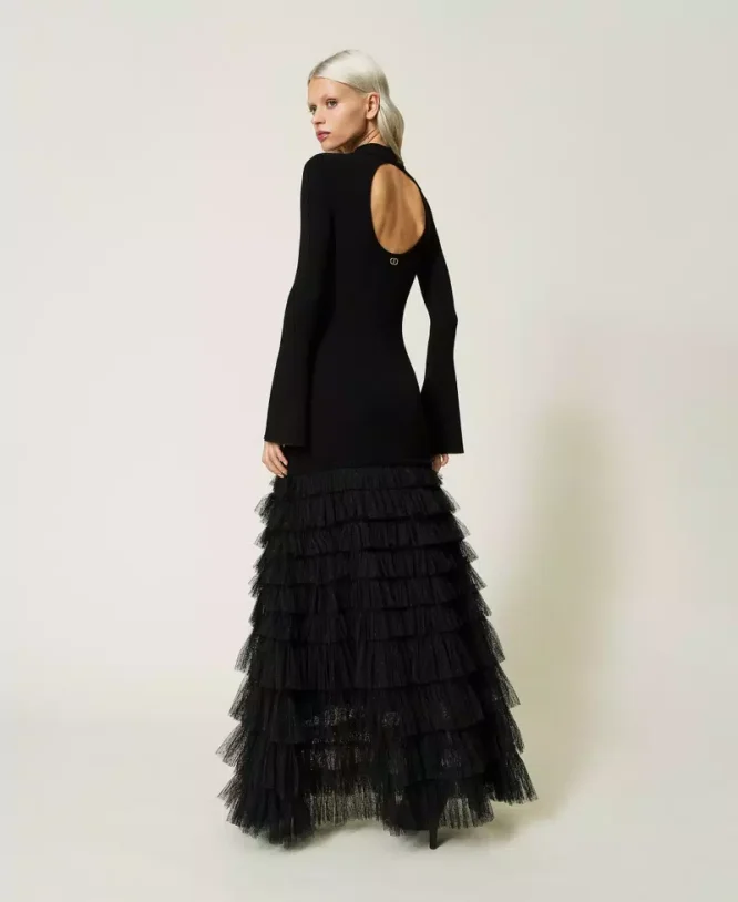 LONG KNITTED TULLE DRESS TWINSET CLOTHES 3
