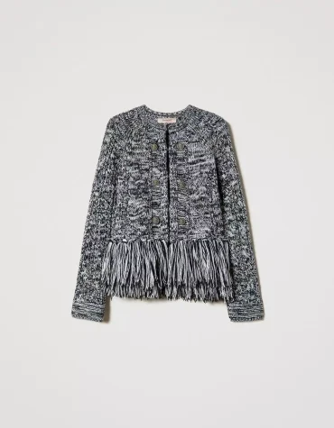 KNITTED JACKET WITH STRIPS TWINSET CLOTHES