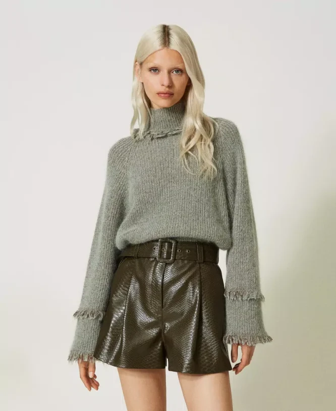 SHORTS WITH CROCO LEATHER TEXTURE TWINSET CLOTHES 5