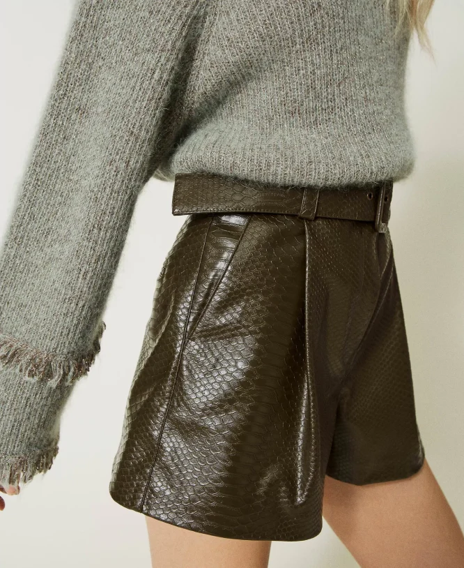 SHORTS WITH CROCO LEATHER TEXTURE TWINSET CLOTHES 6